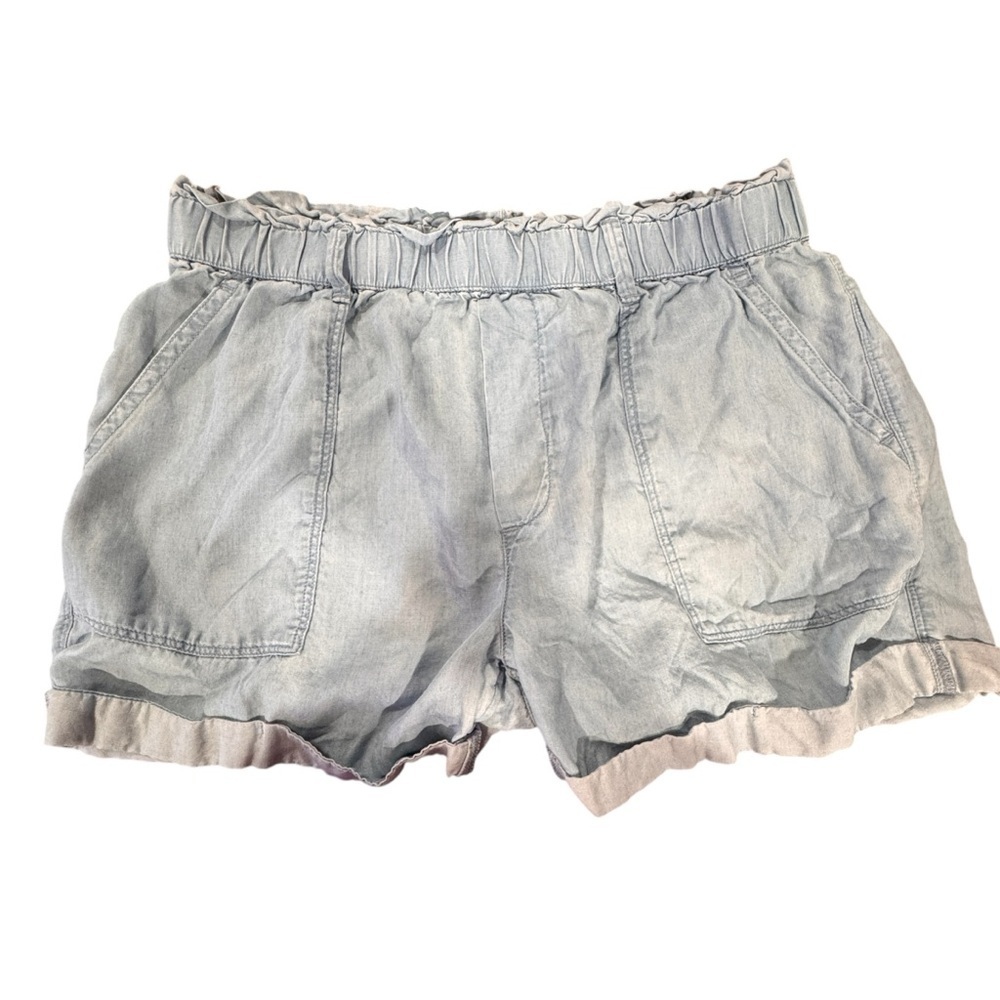 Aerie Woman’s Blue Chambray Soft Pull On Relaxed High Rise Shorts Size Medium